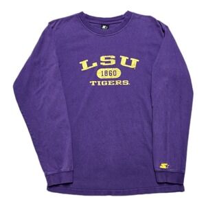 90s VTG Starter LSU Tigers Purple Long Sleeve T-Shirt Mens M